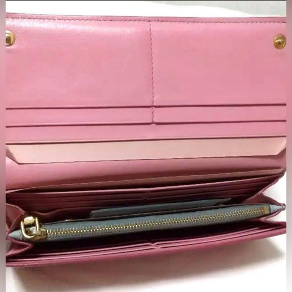 Miu miu long pink calfskin leather wallet with bow with box & authenticity card - Picture 3 of 9